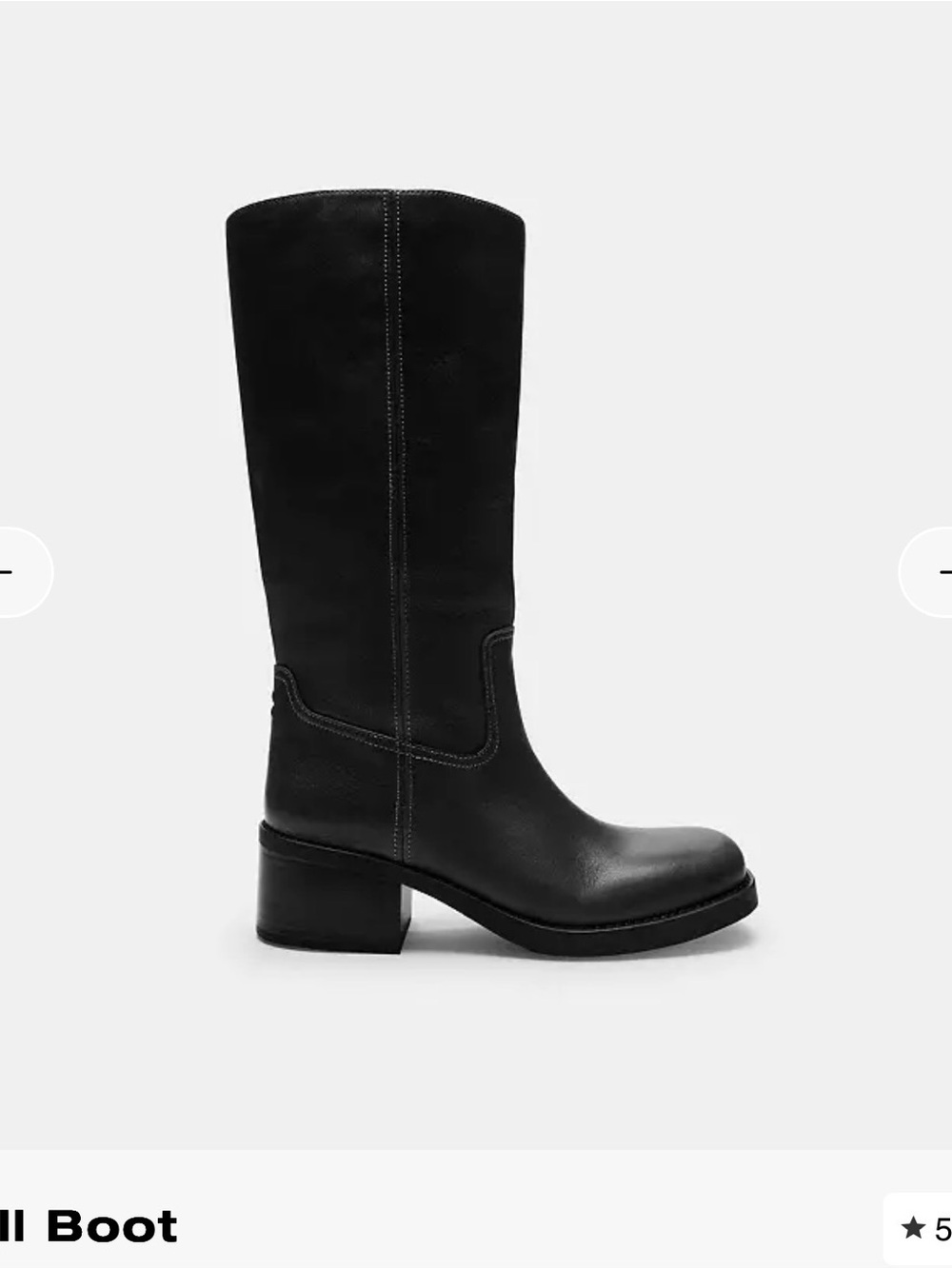 Coach Black Mid-Calf Leather Block Heel Boot